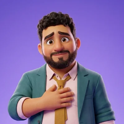 Leo with a hand on his chest, looking concerned.