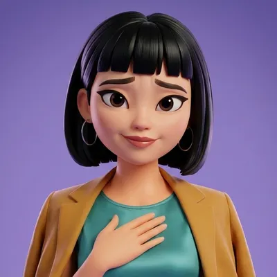 Maya with a hand on her chest, speaking gently and seriously.
