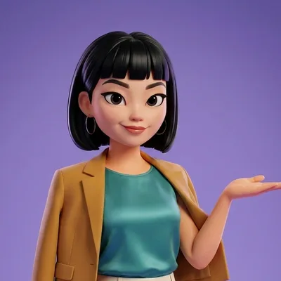 Maya pointing at a chart with an open hand.