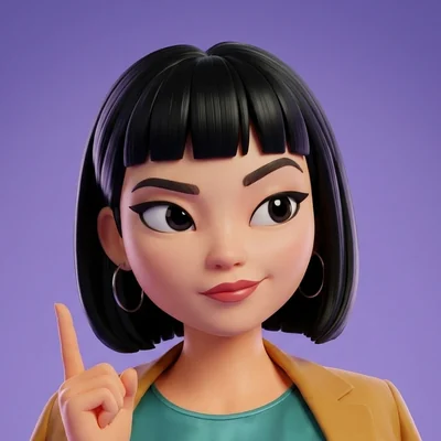 Maya with a finger raised and a knowing look.