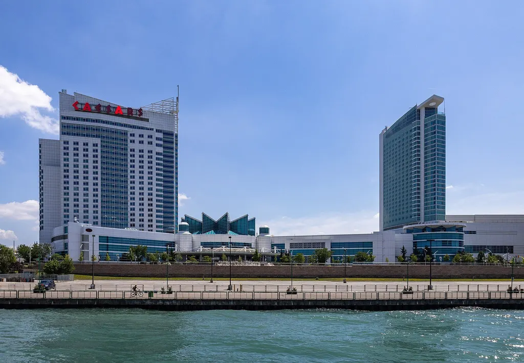 Caesars Windsor seen across the Detroit River — Caesars Windsor