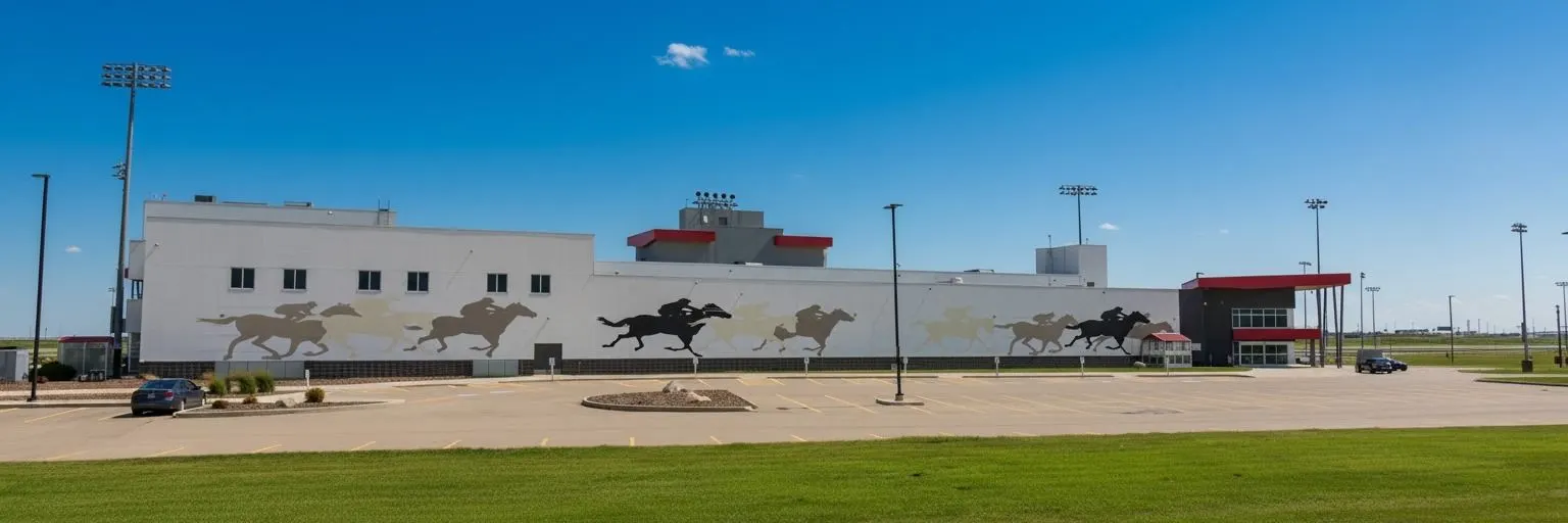 Century Mile with its racehorse mural — Century Mile Racetrack & Casino