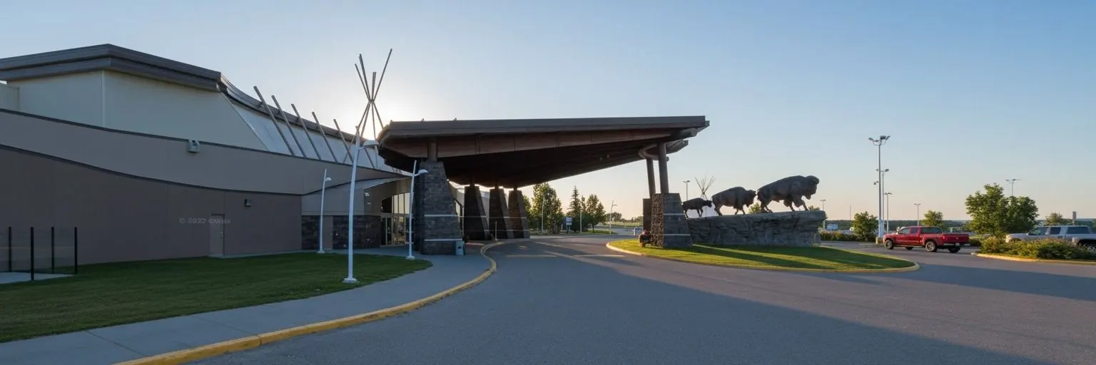 Dakota Dunes Casino entrance with bison sculptures — Dakota Dunes Casino
