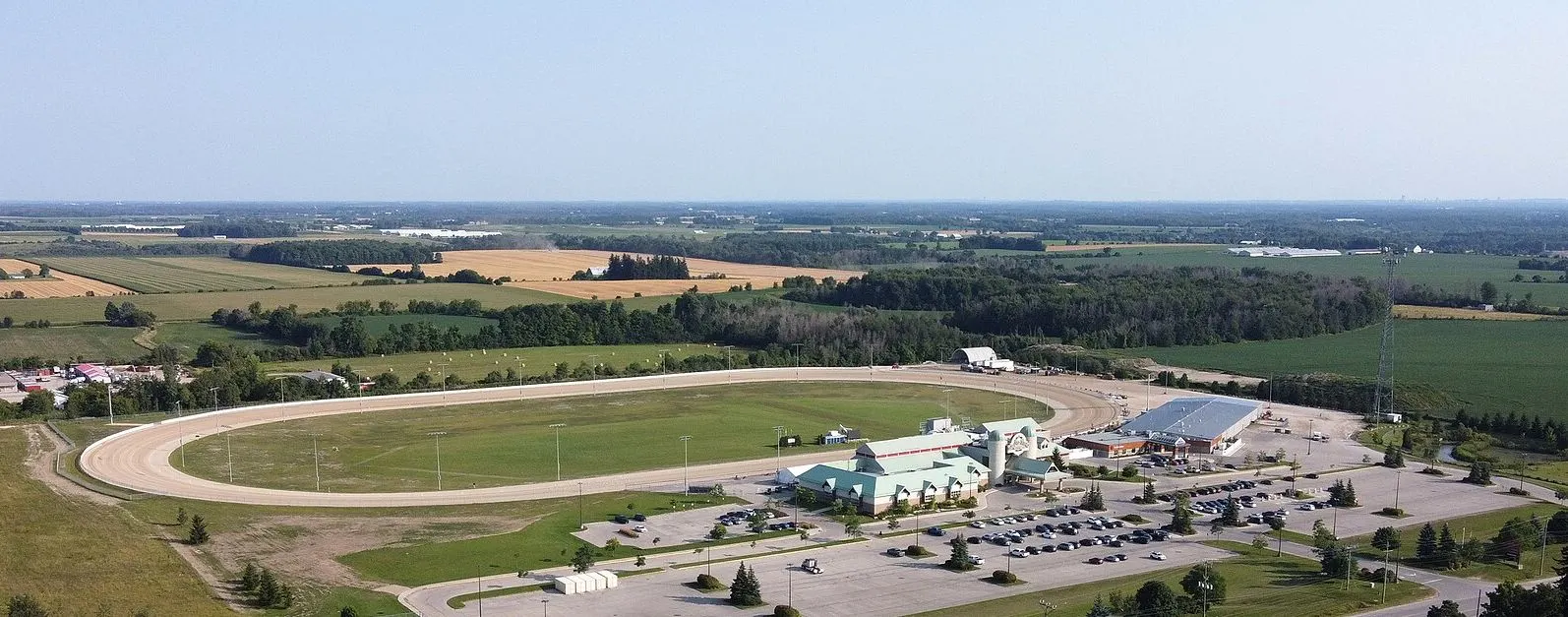 Aerial view of the Grand River racetrack and Elements Casino in Elora, Ontario — Elements Casino Grand River