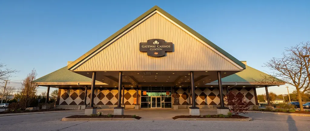 Gateway Casinos Clinton entrance under its gabled roof — Gateway Casinos Clinton