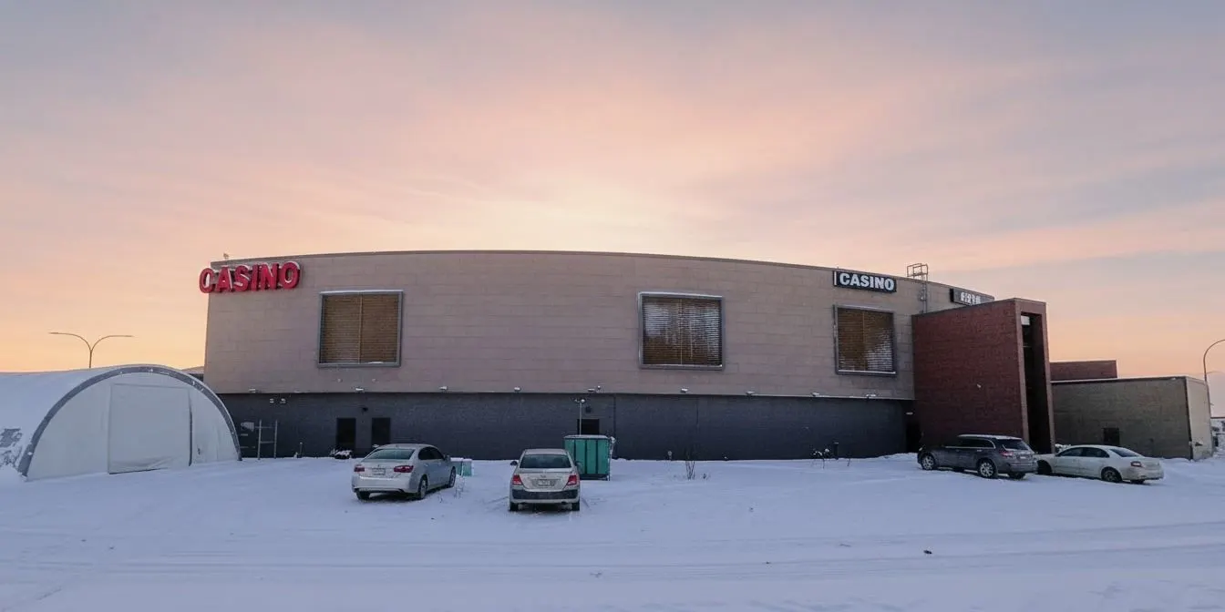 Stoney Nakoda casino building on a winter evening — Stoney Nakoda Resort & Casino